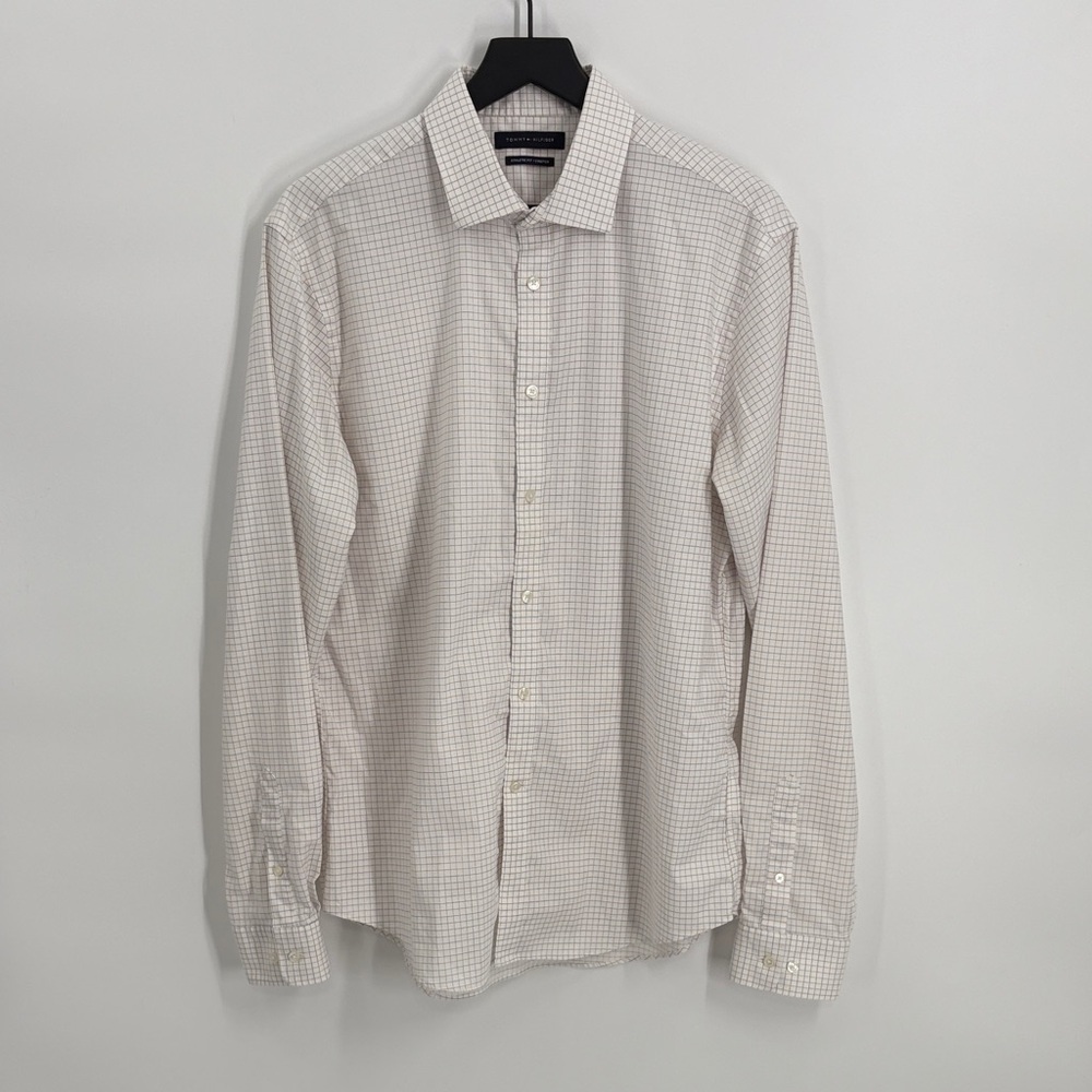 Tommy Hilfiger Athletic Fit Button Front Long Sleeve Shirt- Size 16 1/2